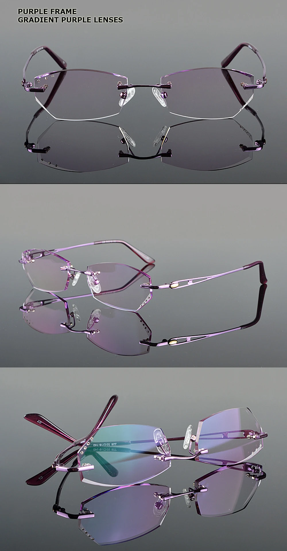Чашма Роскошные тонированные линзы близорукость очки для чтения Алмазная резка без оправы титановые очки рамка для женщин