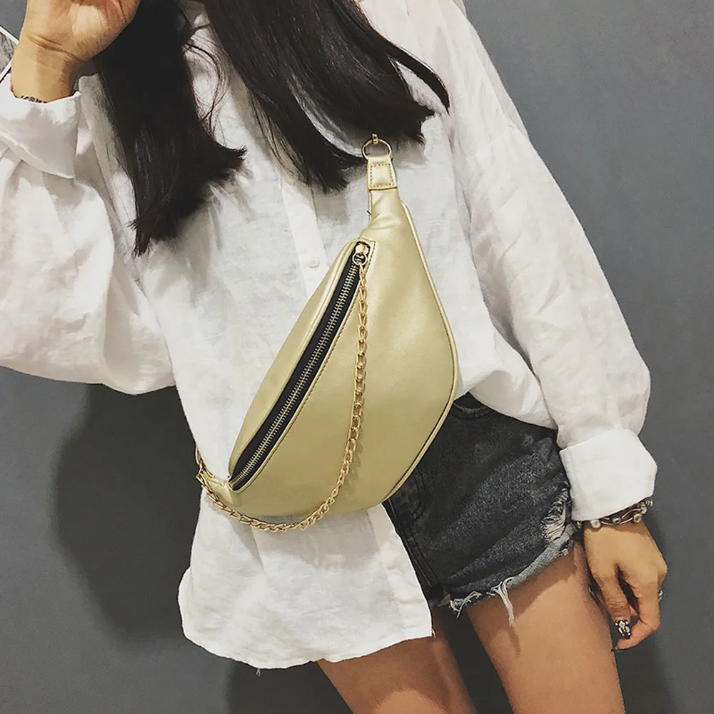 

Women Waist Paist Sport Leather Beach Bag Chain Messenger women fanny pack Crossbody Bag Chest Bag rioneras de mujer
