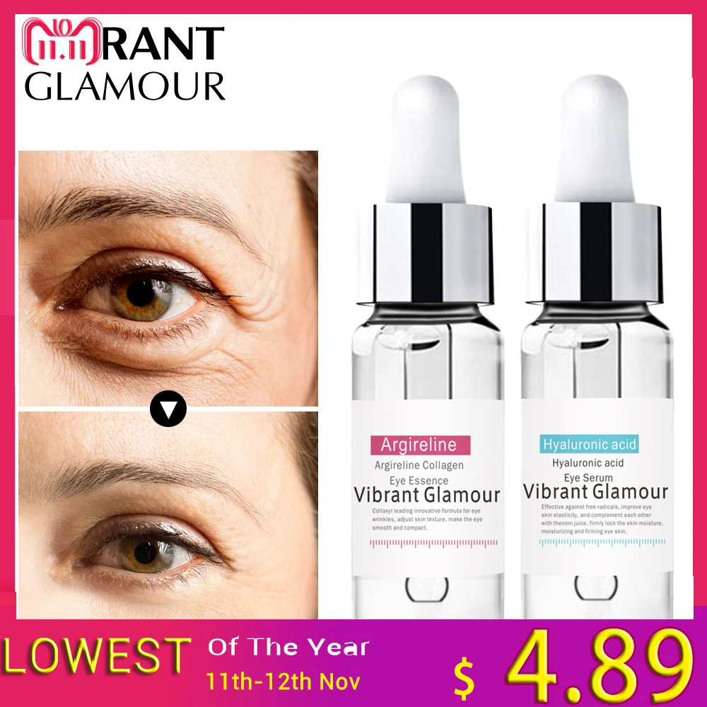 Eye Essence Hyaluronic acid+Argireline Fine Line Firming Eye Bag Dark Circle Anti-Aging Repair Moisturizing Whitening Skin Care
