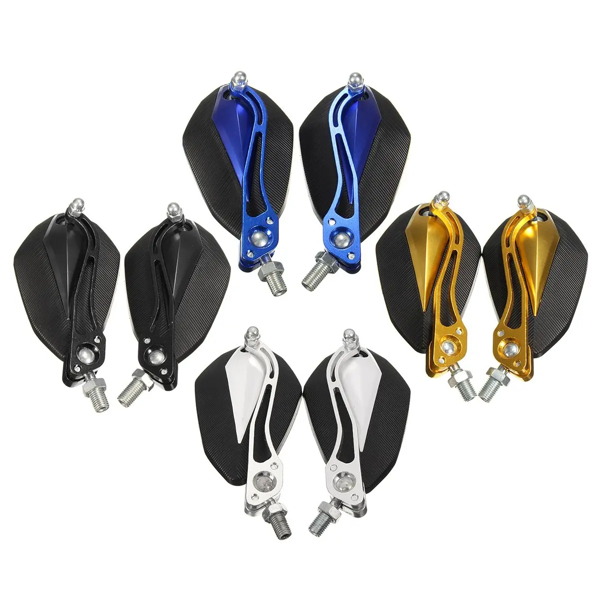 A Pair Universal Black Gold Blue Silver 10mm 8mm Motorbike Motorcycle Rear View Mirrors for Yamaha