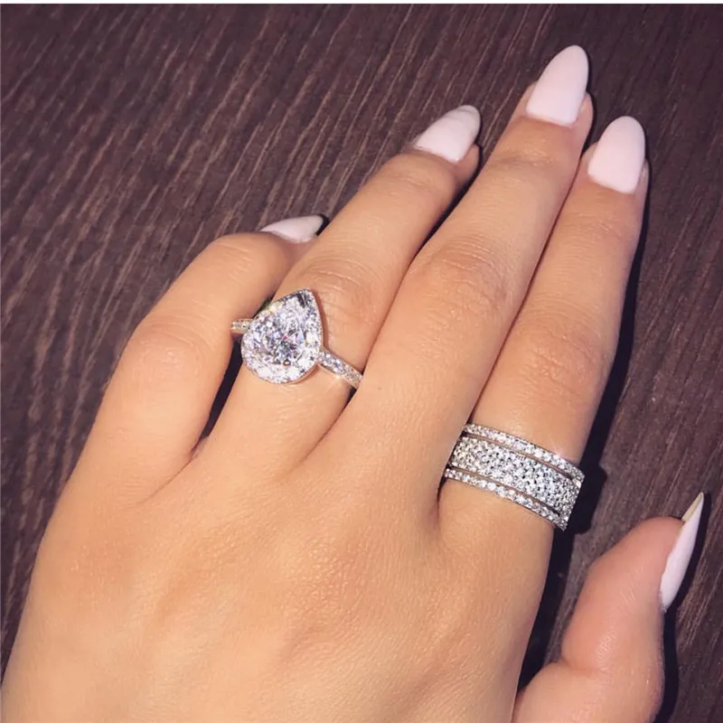 

choucong Fashion Lovers Promise Ring sets AAAAA cz 925 Sterling Silver Engagement Wedding Band Rings for women Party Jewelry