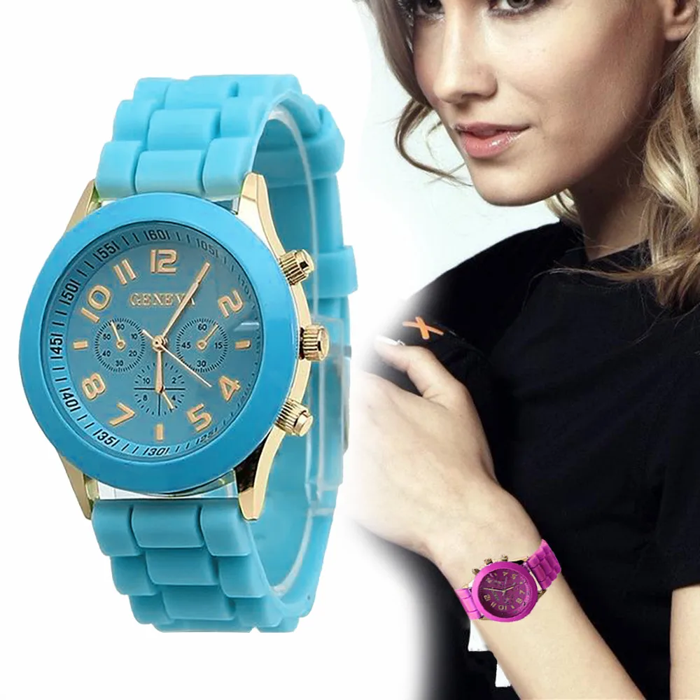 GENEVA Silicone Rubber Jelly Gel Quartz Analog Sports Women Wrist Watch