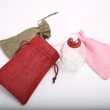 100Pcs Drawstring Bags 10*15Cm Jewelry Wedding Party White Green Pink Linen Pocket Drawstring Gift Bags Wholesale
