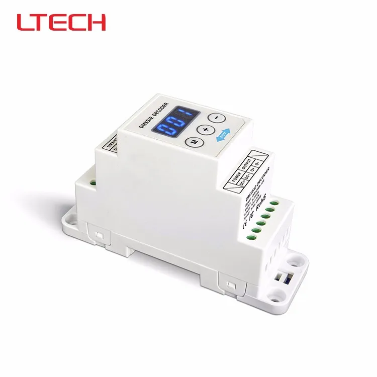 

2019 LTECH DIN-DMX-12A DIN Rail DMX Decoder 1CH DMX-PWM Decoder DC5-24V input 12A*1CH Max 12A outpu