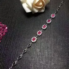 С натуральным красным Рубином браслет натуральный зеленый изумруд браслет 925 серебряный браслет Женская мода Диана помолвка изысканные юверирные украшения подарок