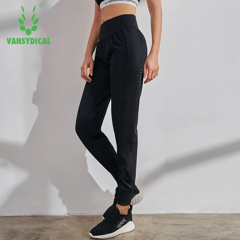

Vansydical Sports Running Pants Women's Black Slim Breathable Yoga Training Workout Trousers Female Jogging Gym Sweatpants