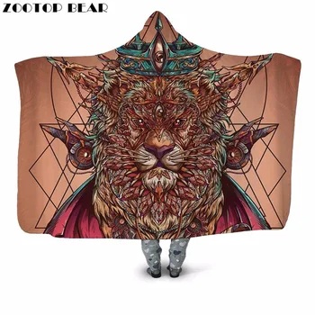

Tiger King 3D Print Plush Hooded Blanket for Adult Youth Sofa Warm Wearable Couch Fleece Throw Blanket Home Office Washable New