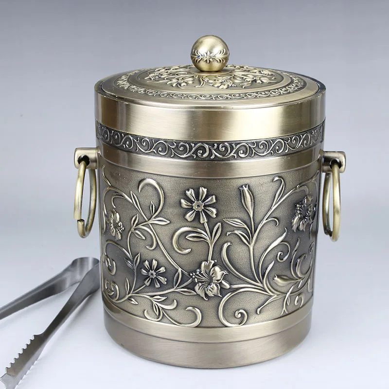 

The new European high-grade epoxy metal carved champagne ice barrel Hotel KTV bar Home Furnishing wine bucket