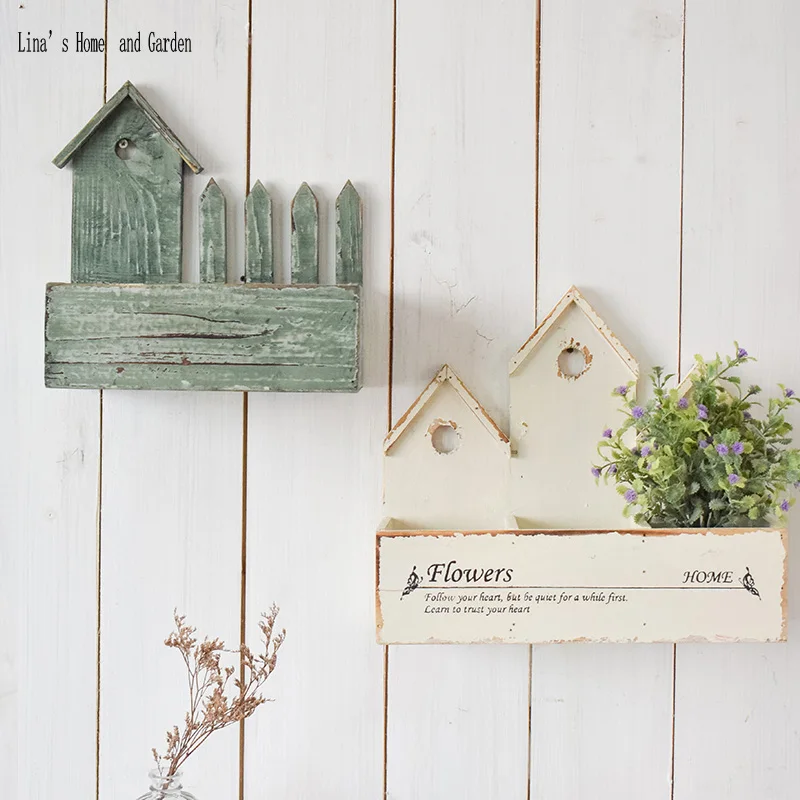 

shabby chic handmade countryside solid wood antique wall planters
