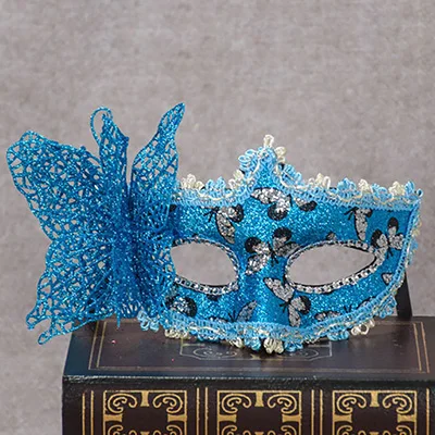 Маска-бабочка для девочек Для женщин Маскарад Танцы Вечерние Красивые маска для лица с цветным рисунком на половину лица маска-бабочка - Цвет: blue