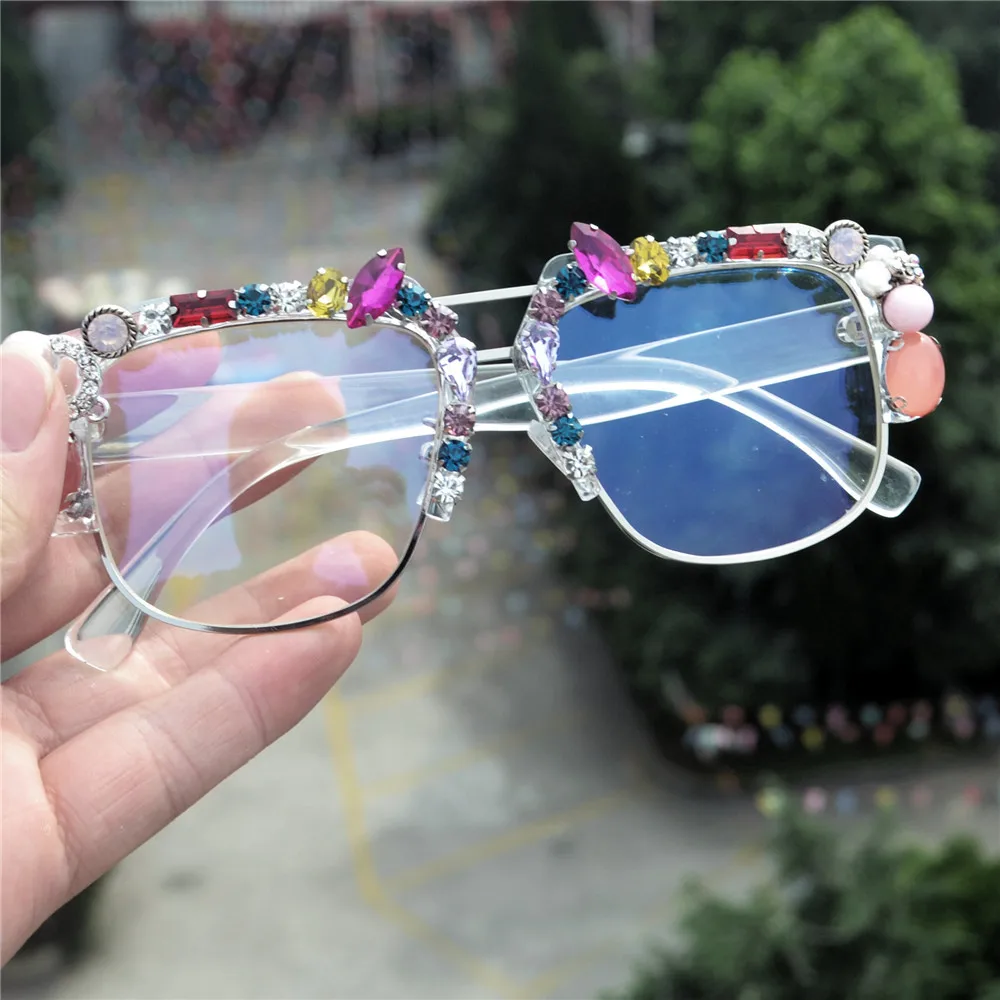 Солнцезащитные очки Cat Для женщин без оправы Винтаж солнцезащитные очки со стразами прозрачные модные блестящие тени для Для женщин NX
