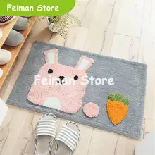 Простой лохматый стекающийся пол половик Придверный коврик абсорбирующий нескользящий кухонный ковер с кроликом прикроватный коврик коврики