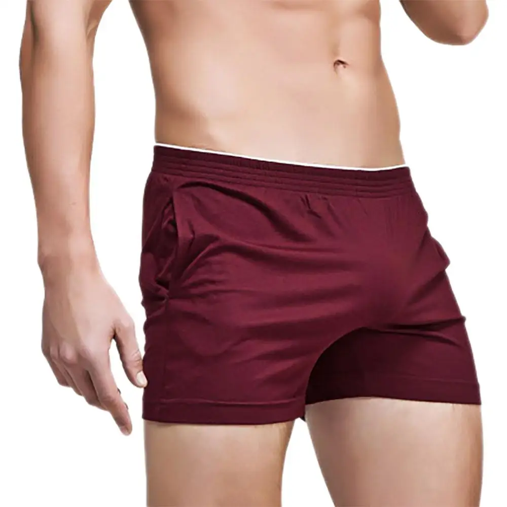 

2019 Casual Home Sleep Bottoms Cotton Shorts Long Boxers Satin Lounge Male Man Panties Family Comfortable Loose Mens