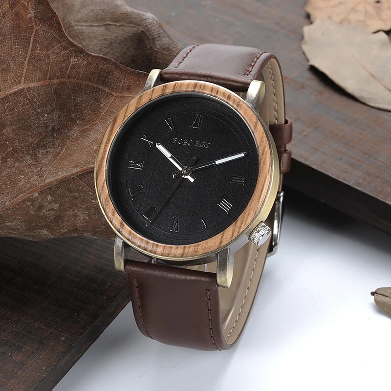 BOBO BIRD L-P01 Wood Quartz Watch Stainless Steel Back Men Wrist Quality Skeleton Watch Chinese Products Drop Shipping