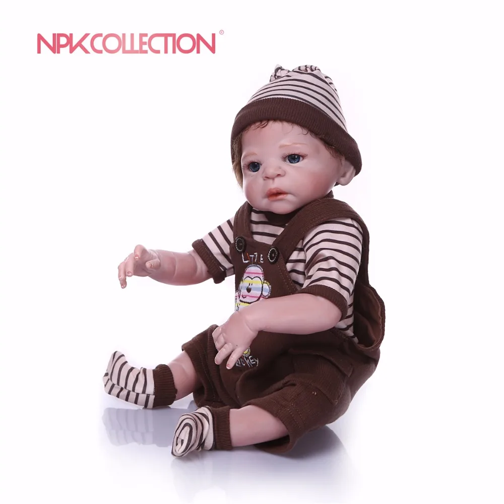NPK 19 дюймов 46 см Очаровательная кукла реборн маленькая полная силиконовая кукла реборн мальчик кукла Boneca детские куклы для девочек рождественские подарки
