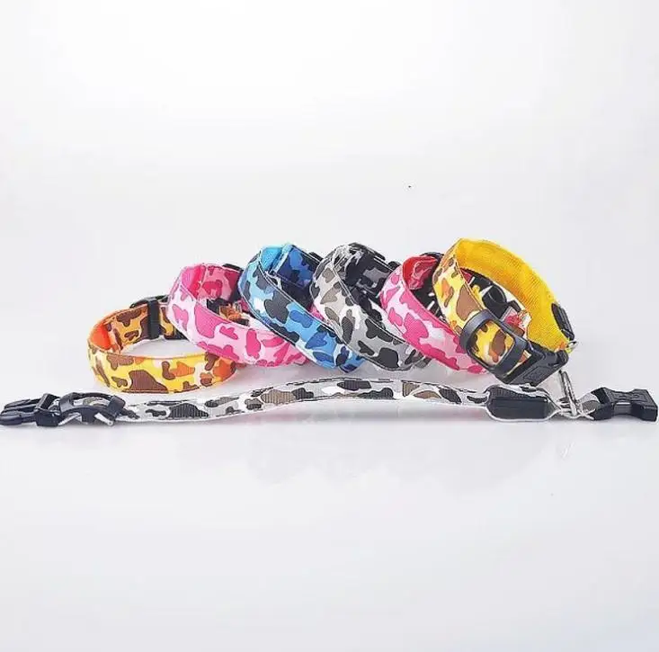 Top 500pcs high quality Luminous Collars Nylon Dog Collar Night Safety LED Glow Dog Harness Cat Collars Glow In The Dark SN1861 1