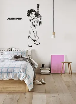 

Princess Leia Wall Stickers For Kids Rooms Personalized Name Vinyl Wall Decal Girls Gift Baby Nursery Art Mural Name DecorSYY959