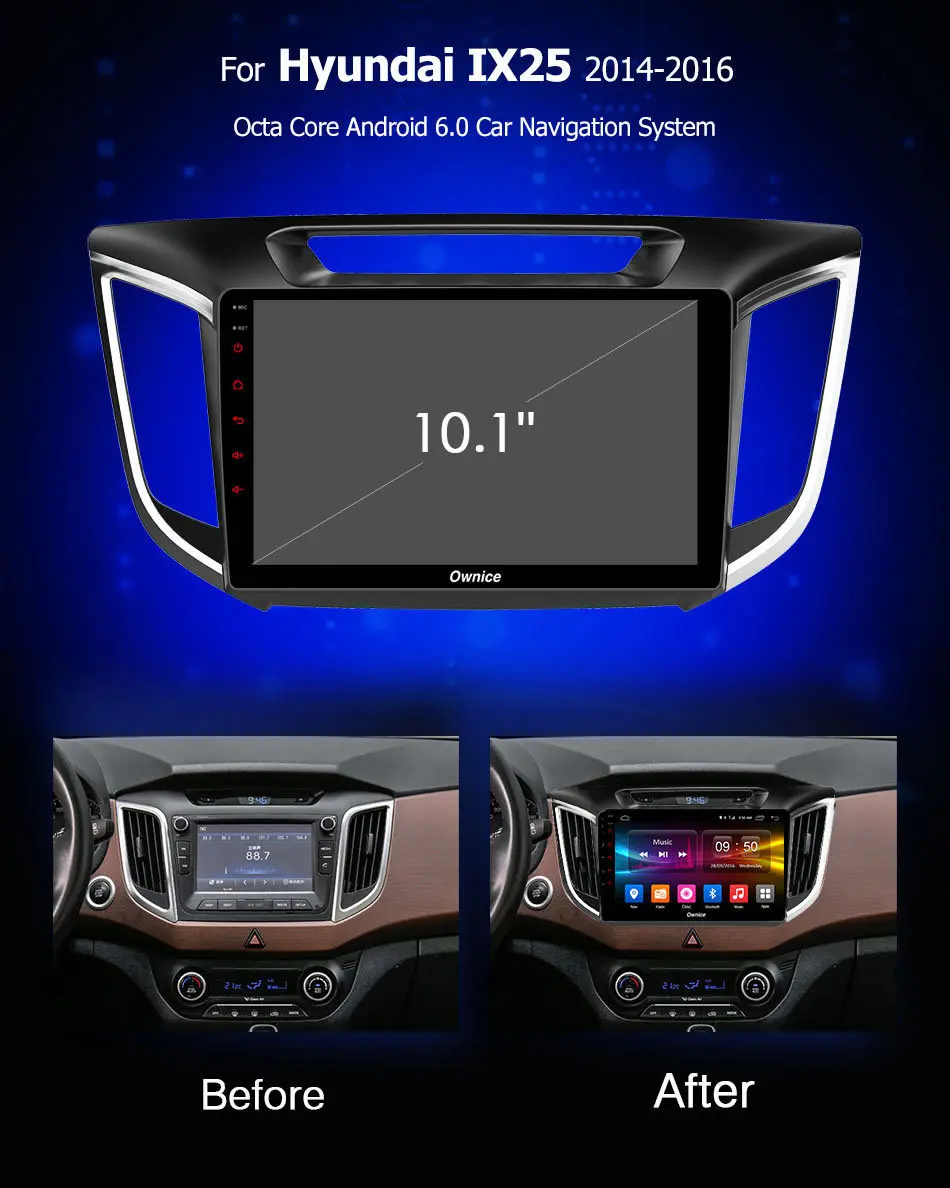 Sale Android 8.1 Head Unit Car Pad radio DVD Multimedia Player GPS Navigator For HYUNDAI IX25 2014 2015 2016 bt 4G LTE Stereo Audio 2