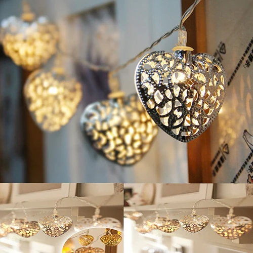 Heart Shape Battery Operated Led Bulbs Christmas Iron Art Filigree Heart Shape Battery Operated Led Bulbs Christmas Iron Art Filigree String Lights