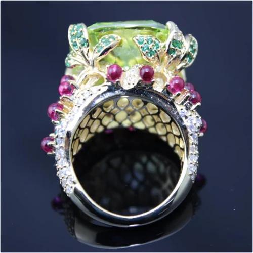 Ювелирные изделия Anillos Qi Xuan_Fashion Jewelry_Customized Green Stone роскошные кольца_ S925 Твердые серебряные кольца_ завод прямые продажи