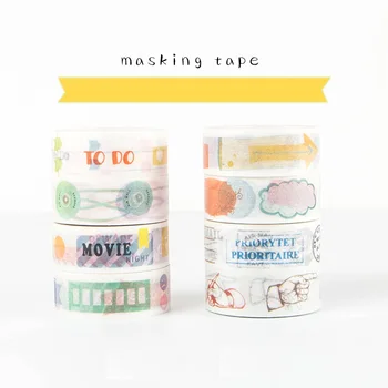 

8 pcs/Lot Label sticker instrument masking tape 15mm*7m paper washi tape To do list Folder Tag scrapbooking Stationery 6179