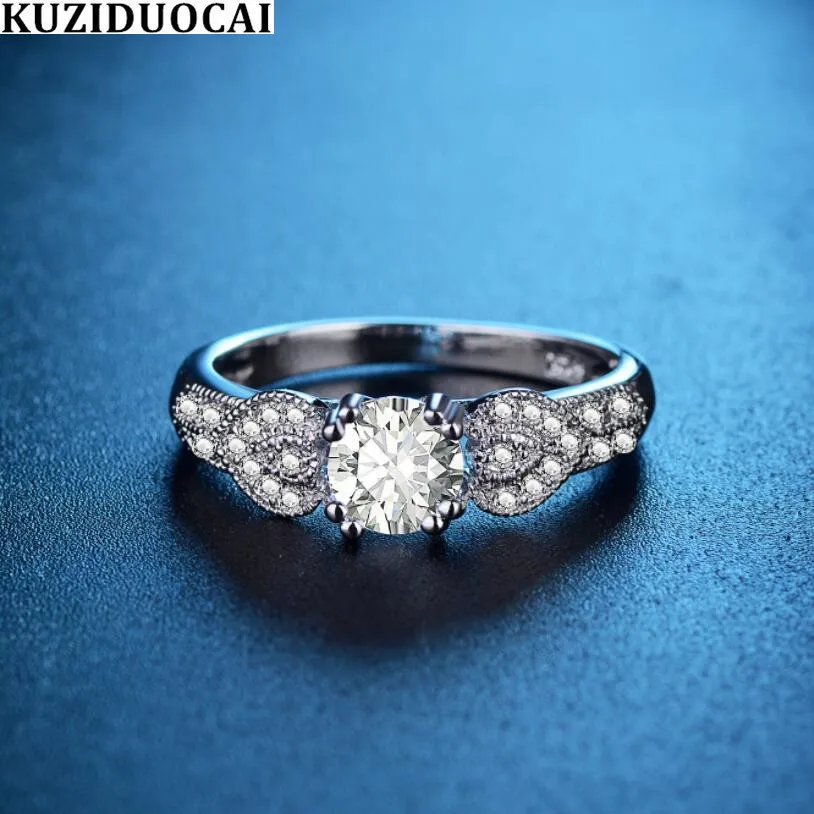

Kuziduocai 2019 New Fashion Jewelry Dazzling Zircon Stainless Steel Love Heart Angel Wings Wedding Rings For Women bague femme