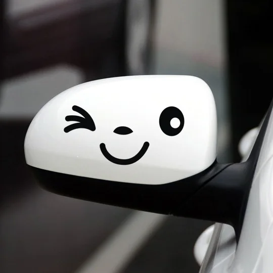 

15pair/lot Cute Car Styling Smile Face 3D Decal Black Sticker for Auto Car Side Mirror L+R Rearview