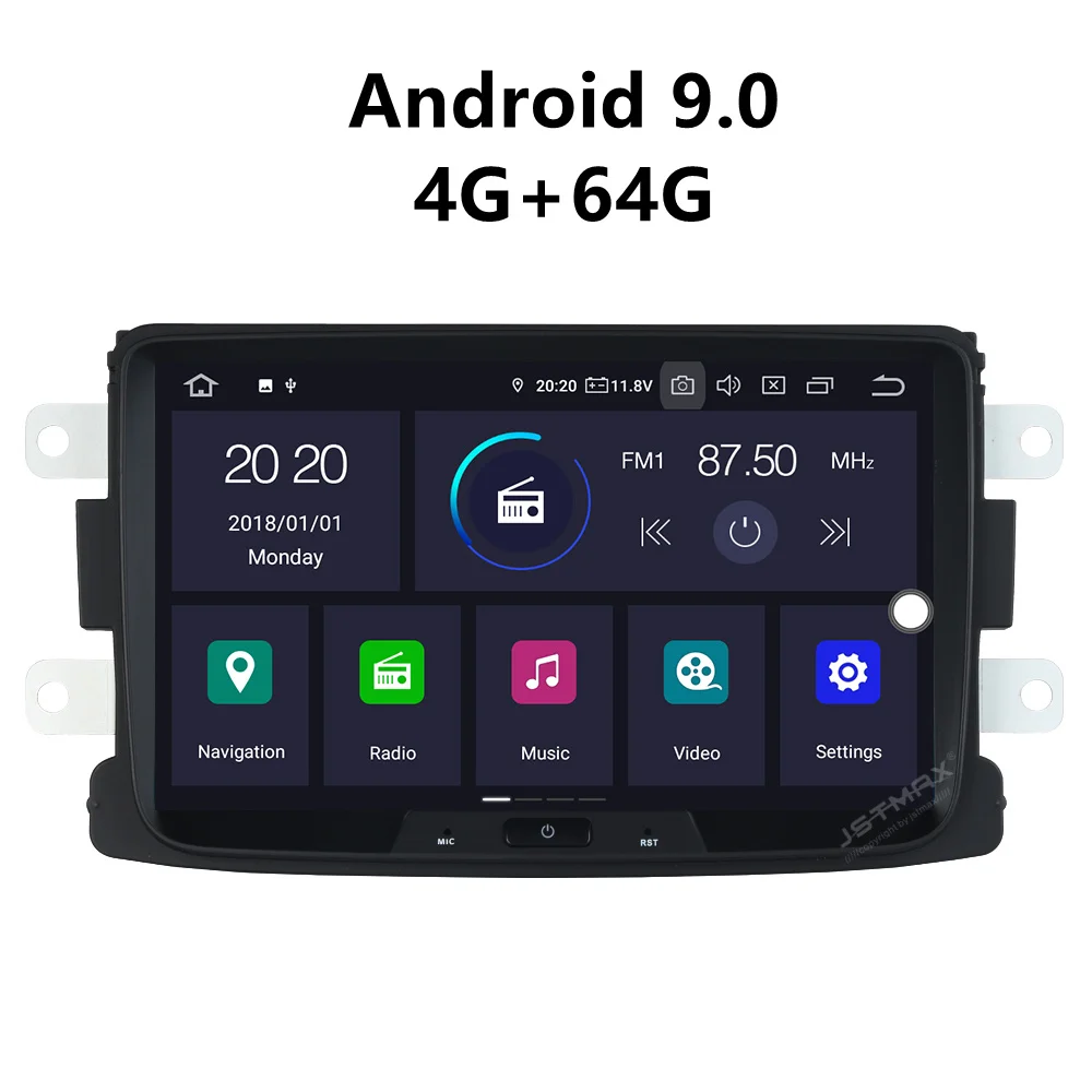 JSTMAX ips 8 ''Android 9,0 автомобильный радиоприемник gps plsyer для Renault Duster DACIA sandero Duster Captur Lada Xray 2 Logan