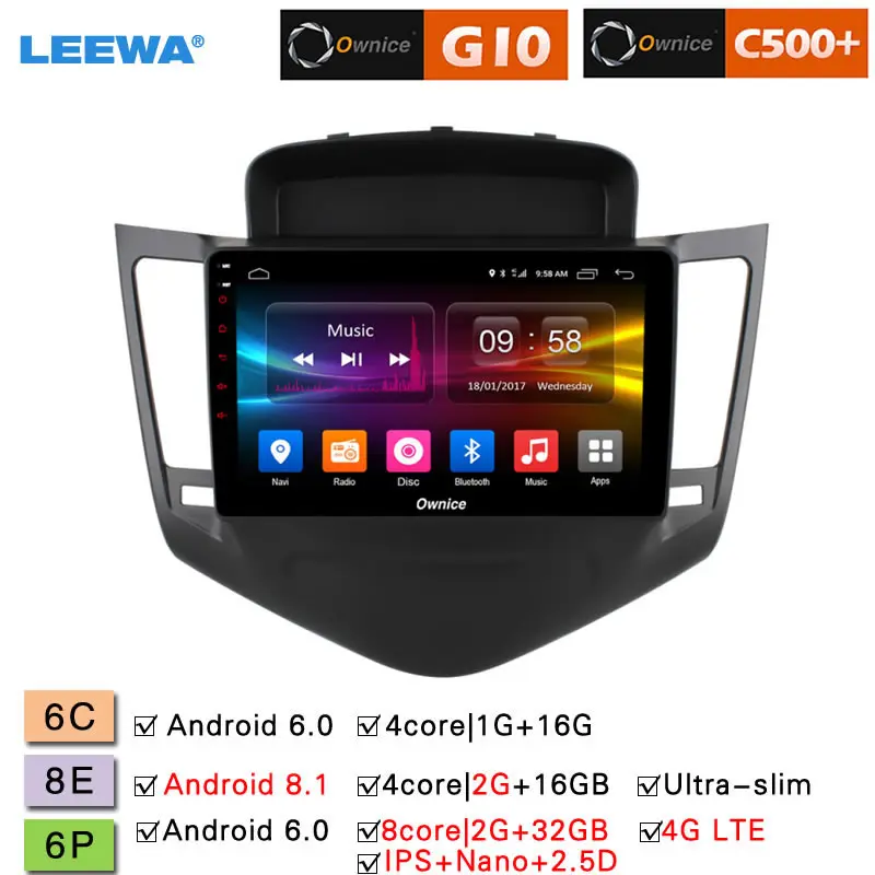 

LEEWA 9" 2.5D Nano IPS Screen Android 8.1 8-Core/DDR3 2G/32G/4G LTE Car Media Player For Chevrolet Cruze 2009-2014 (Cruze, 2009)