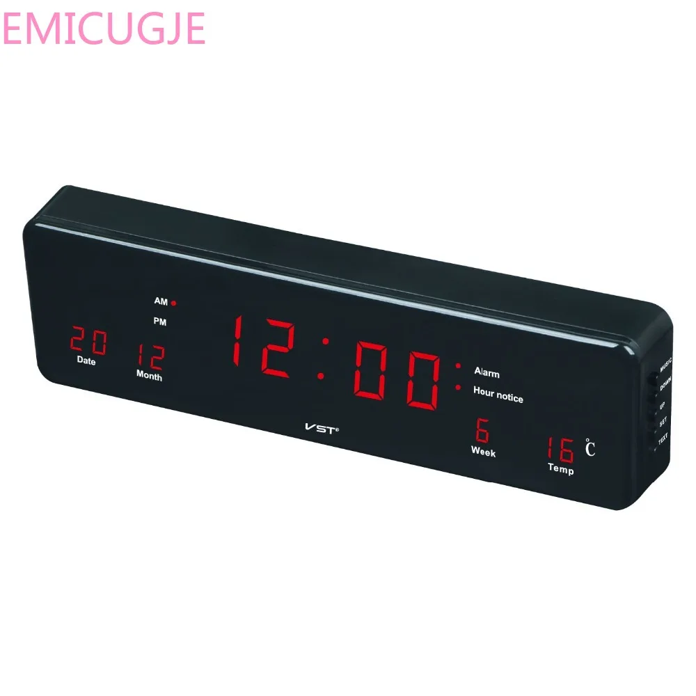 

Temperature Calendar Big digit LED Electronic Table Watch Desk Nixie Clock For Wall mural decor Large Digital alarm Clock