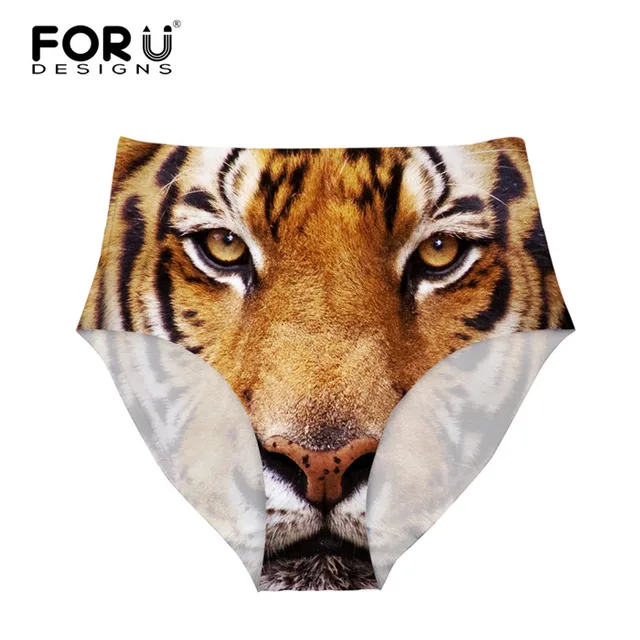 FORUDESIGNS Crazy Tiger Animal Women High Waist Panties Animal Pattern
