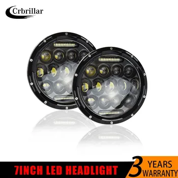 

Running Lights 75W Car Led H4 7inch Car Accessories 35W Angel Eyes H4 Led Headlight For Lada Niva 4X4 Uaz Toyota Hunter jeep
