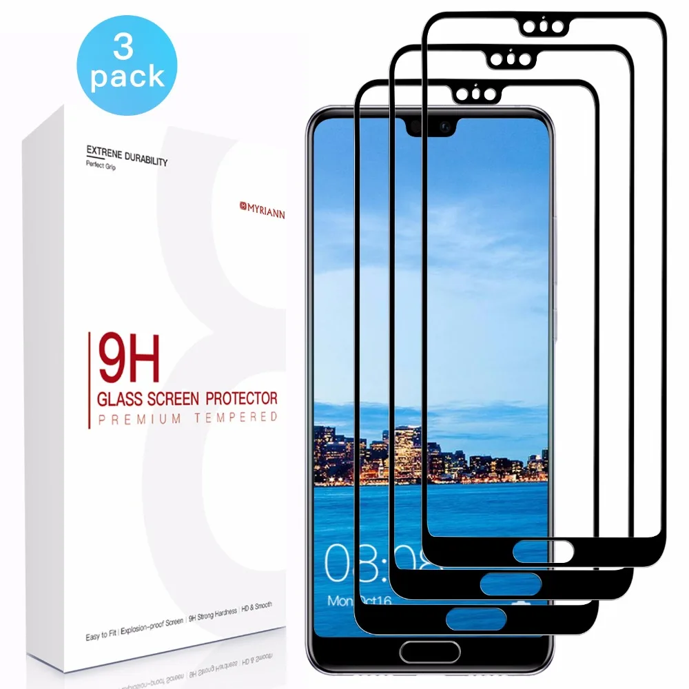 

3 Pack 3D Full Coverage Premium Tempered Glass Screen Protector with for Huawei P20