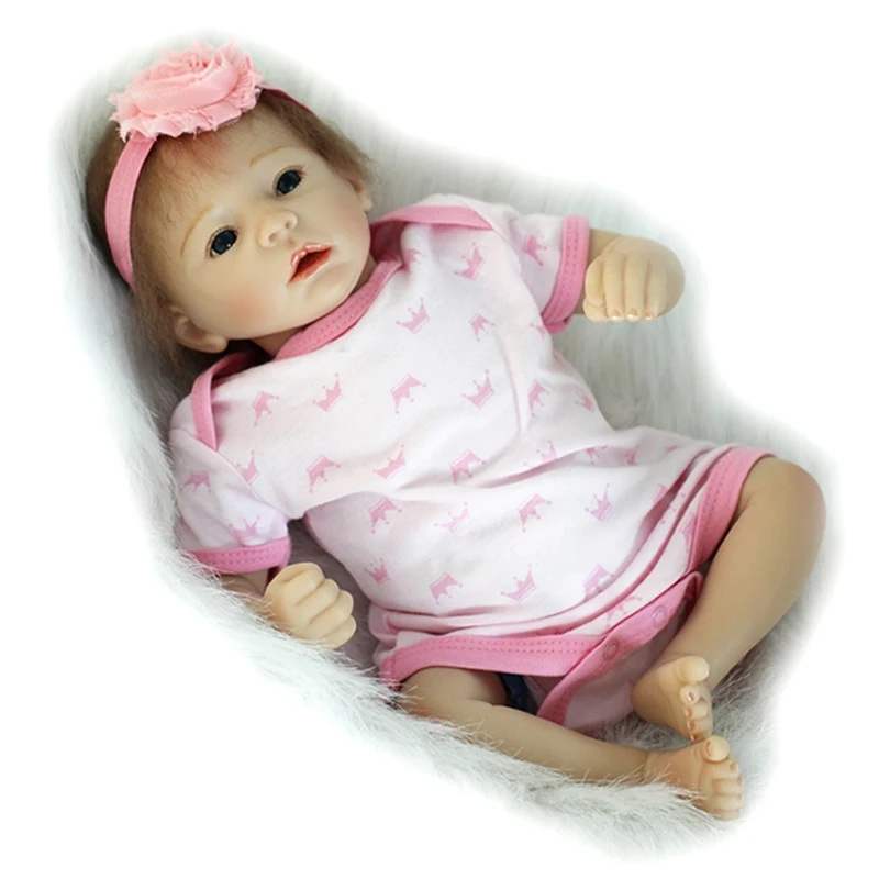 

Pink Romper 20 Inch Reborn Babies Girl Lifelike Silicone Newborn Dolls Realistic Doll Toy With Blue Eyes Kids Birthday Xmas Gift