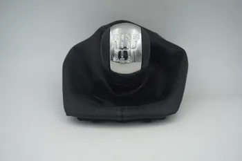 

fast ship Car Gear Shift Knob With Black Leather Boot Chrome Cap For Skoda Octavia 2 A5 MK2 2004 2005 2006 2007 2008 2009 2010