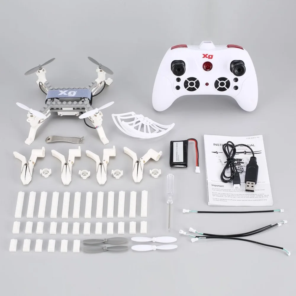 

XG171 Smart RC 2.4G RC Building Block 3D Bricks Quadcopter Drone Aircraft with Altitude Hold One Key Return 3D Flips RC Toys