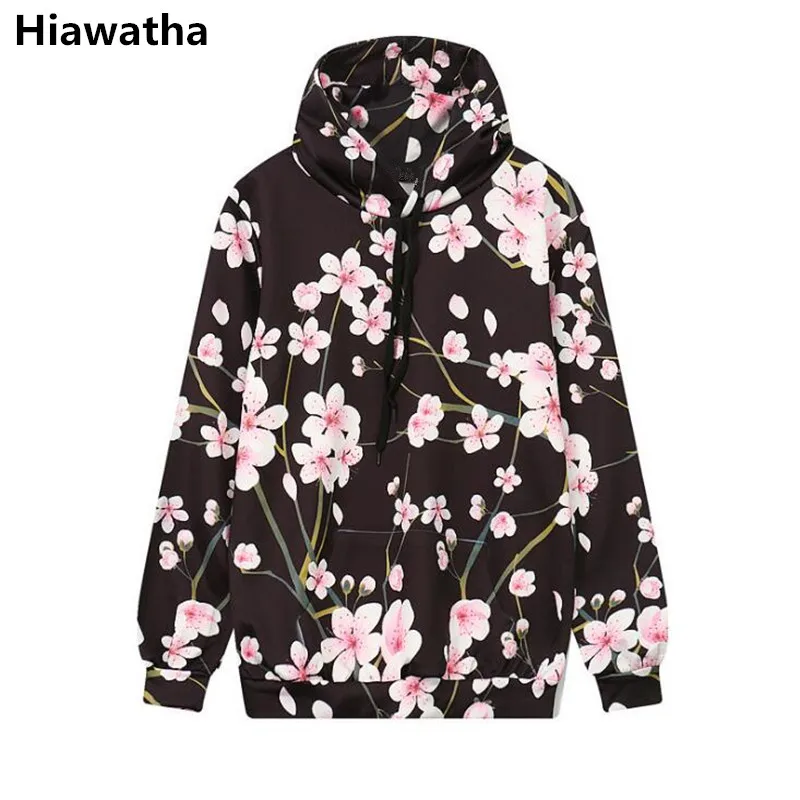 Hiawatha Autumn Hooded Sweatshirt Harajuku Style Plum Digital Printed ...