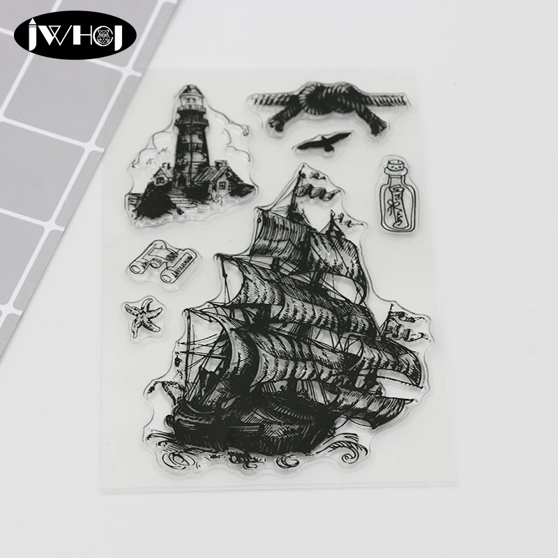 

Pirate ship lighthouse silicone stamp transparent soft stamp diy for scrapbooking Handmade gift card Photo Album stamps