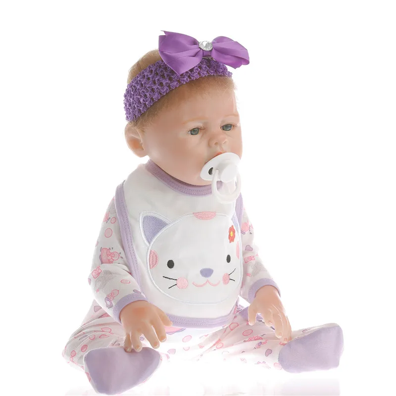 SanyDoll 20 дюймов 50 см Новая силиконовая кукла для новорожденных Красивая фиолетовая