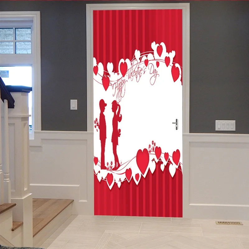 3D Пары двери стикер украшения дома аксессуары обои дверь стикер Водонепроницаемая наклейка дверь стены украшения дома