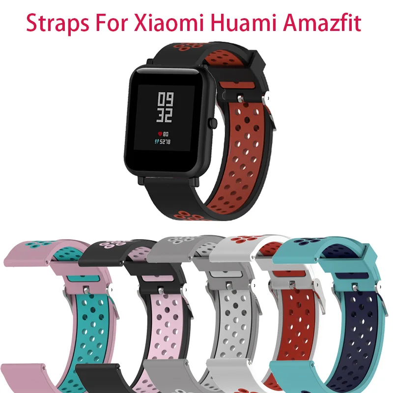 

Silicone Watch Band Strap For Xiaomi Huami Amazfit Bip Youth Bracelet Mi Pace Lite Smart Watch Two color Replacement Watchband