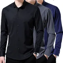 Футболка высокого качества Мужская новая весенне-осенняя однотонная Стильная мужская брендовая одежда деловая рубашка с длинными рукавами