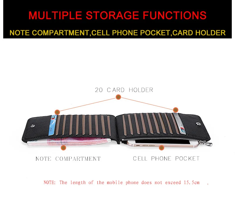 Натуральная кожа бизнес держатель кредитной карты Человек Женщины многофункциональный кошелек карман на молнии для телефона денег