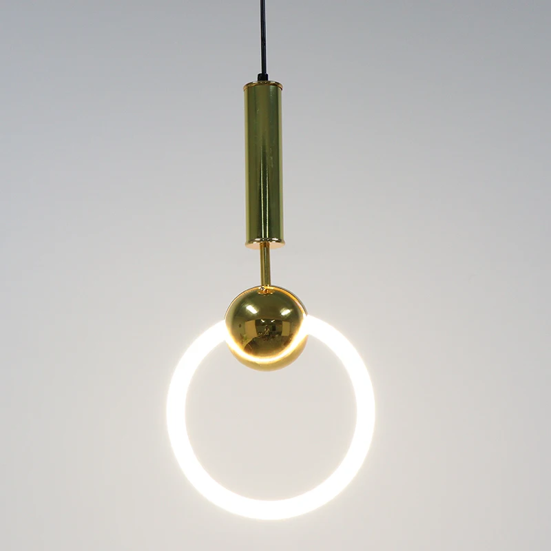 

Bedroom Pendant Light Dining Room Pendant Lamp Circle Ring light Single-head Indoor Lighting fixtures Gold Aluminum+Iron+Glass