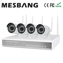 2017 4 channel wireless cctv camera system 720P CCTV Camera Kits Wireless NVR kit build in