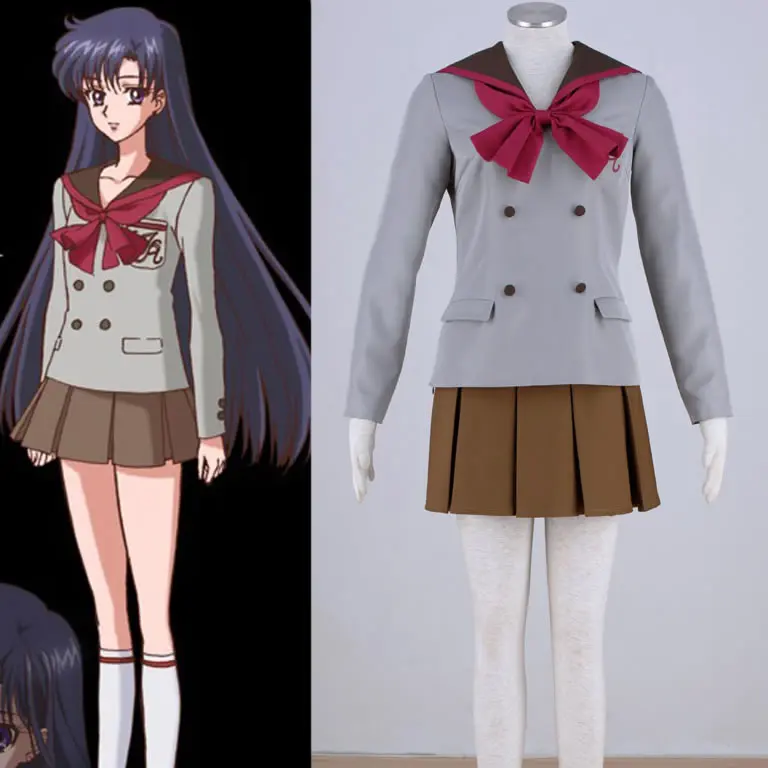 

Hot Sailor Moon Anime cosplay Sailor Mars/Hino Rei Japanese Autumn Winter long sleeve Sailor suit JK School uniforms cos costume