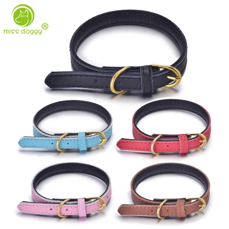 

Designer New Genuine Leather Soft Small Dog Collar Pet Puppy Cat Perro Collars with Golden Buckle for dogs Pitbull 3 Size