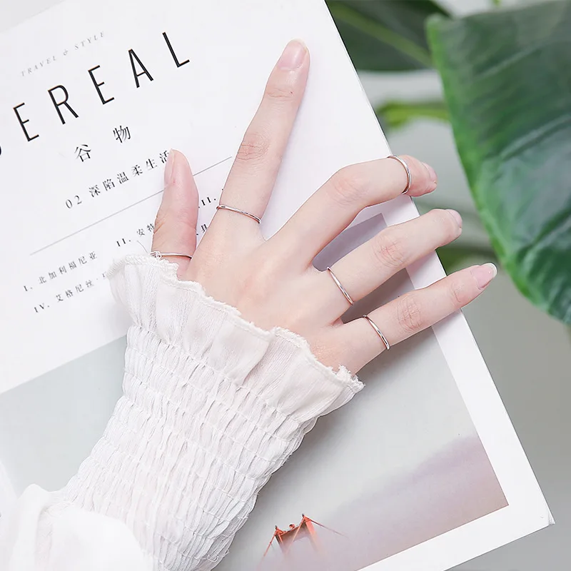 simple thin ring woman 100% Sterling 925 silver Jewelry fashion rings for women girl gift geometric round ring