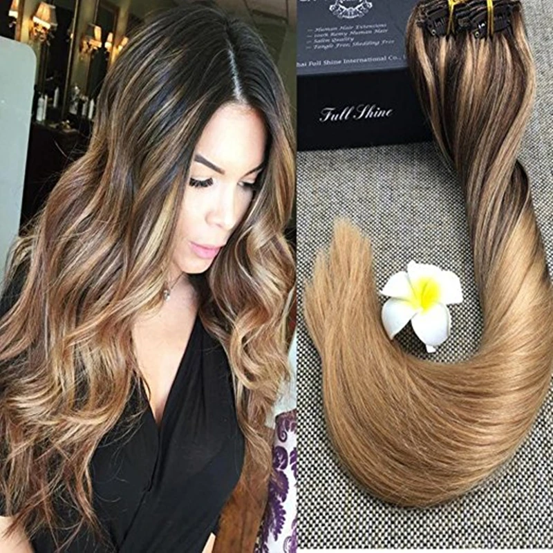 Buy Full Shine 9 pcs Brown Sombre Balayage Hair