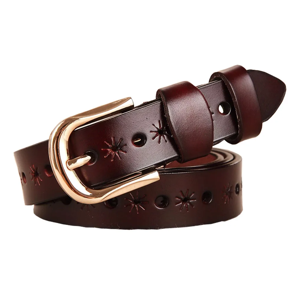 Woman Genuine Leather Belt Female Pin Buckle Dress Cowgirl Belt Buckle Jeans Leather Strap ...
